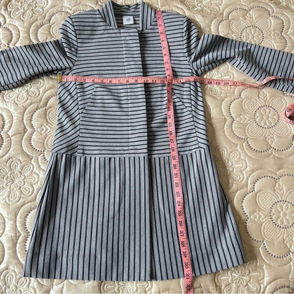 CABI Navy Blue Dappled Stripe Car Coat Jacket Size XS