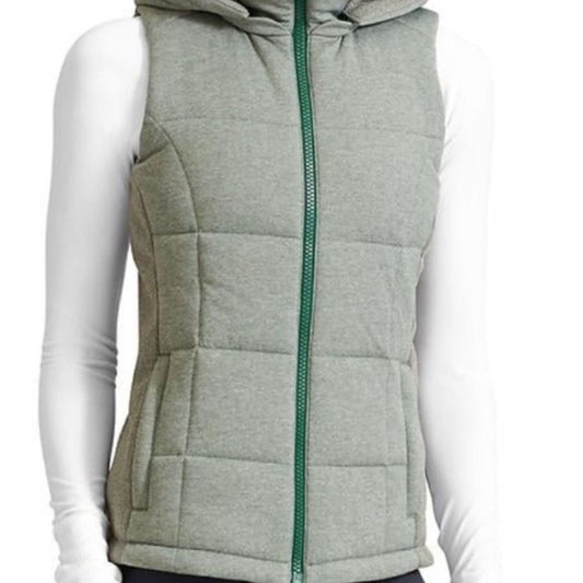 Athleta Jasper Green Zipper Closure Puffer Vest Women’s Size Small