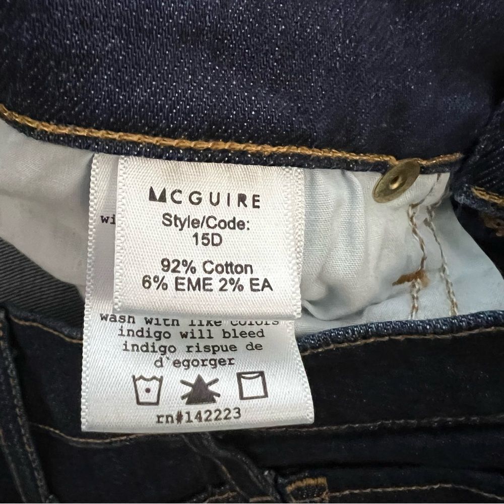 Anthropologie McGuire Flare Dark Wash Raw Hem Jeans Size 24