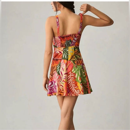 Anthropologie Maeve Printed Ruched Mini Dress NEW Size 4 Tropical