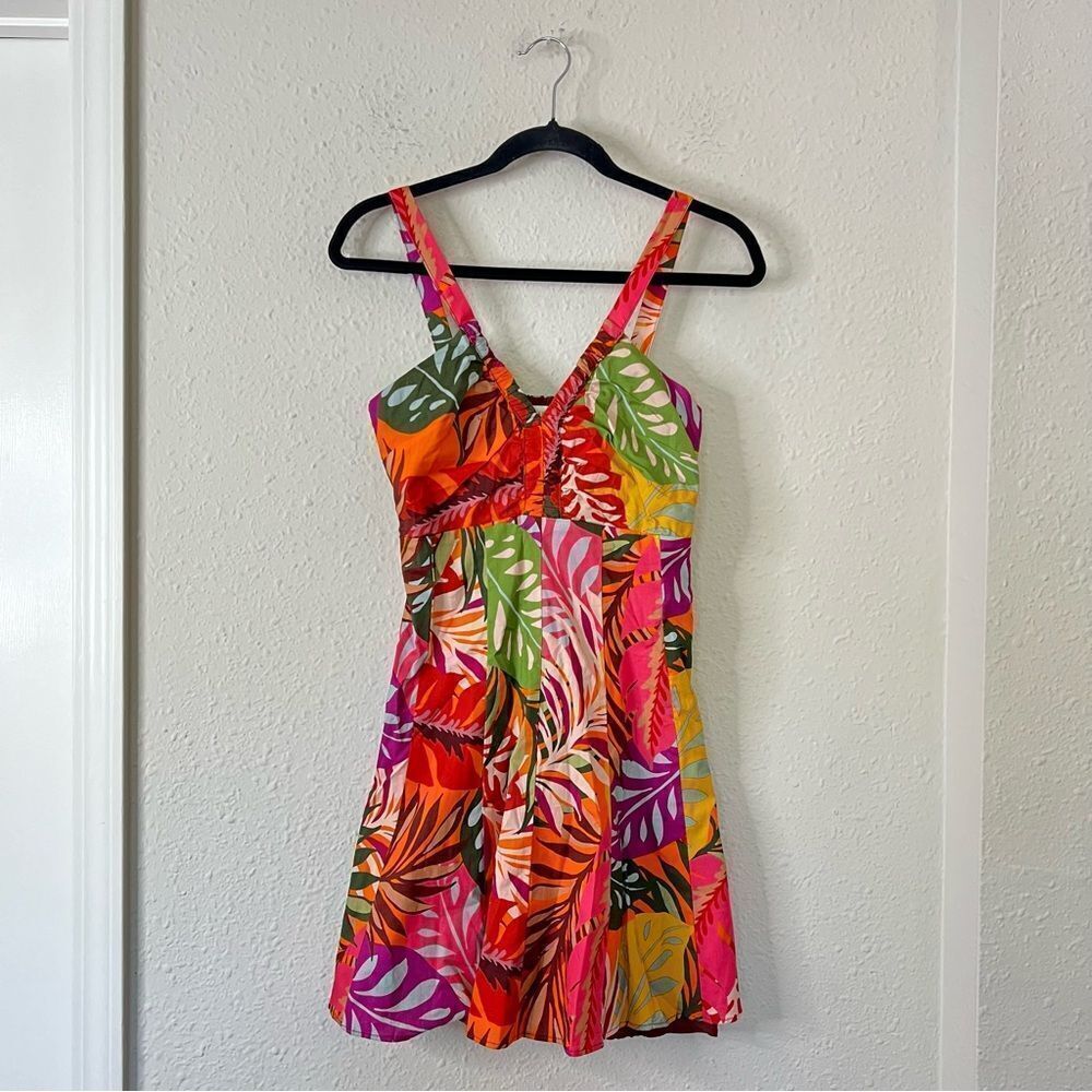 Anthropologie Maeve Printed Ruched Mini Dress NEW Size 4 Tropical