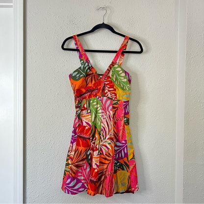 Anthropologie Maeve Printed Ruched Mini Dress NEW Size 4 Tropical
