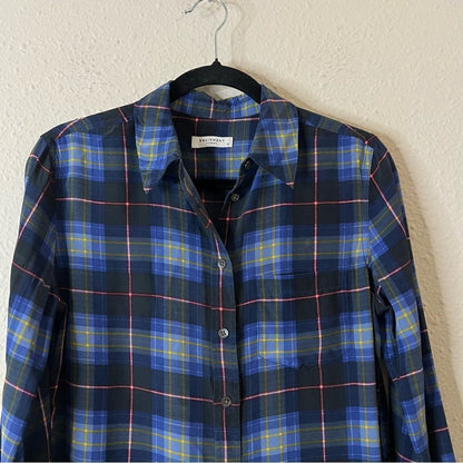 Equipment Femme Reese Plaid Silk Button Down Shirt Size XS