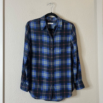 Equipment Femme Reese Plaid Silk Button Down Shirt Size XS