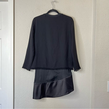 All Saints Long Sleeve Black Mini Dress Layered Asymmetrical Hem Size 0