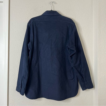 Woolrich Vintage Navy Blue Button Down Shirt Shacket Size Large
