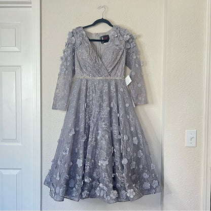 Mac Duggal Floral Embellished Lace A-Line Cocktail Dress NEW Size 8