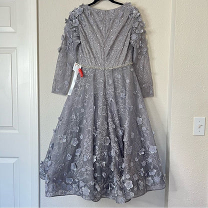 Mac Duggal Floral Embellished Lace A-Line Cocktail Dress NEW Size 8