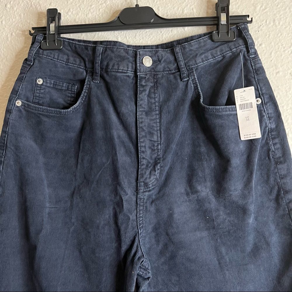 Anthropologie Pilcro The Annie Wide-Leg Corduroy Jeans NEW Size 31 Navy Blue