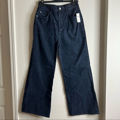 Anthropologie Pilcro The Annie Wide-Leg Corduroy Jeans NEW Size 31 Navy Blue