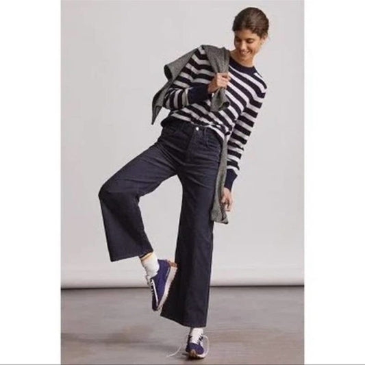 Anthropologie Pilcro The Annie Wide-Leg Corduroy Jeans NEW Size 31 Navy Blue