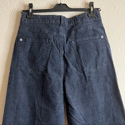 Anthropologie Pilcro The Annie Wide-Leg Corduroy Jeans NEW Size 31 Navy Blue