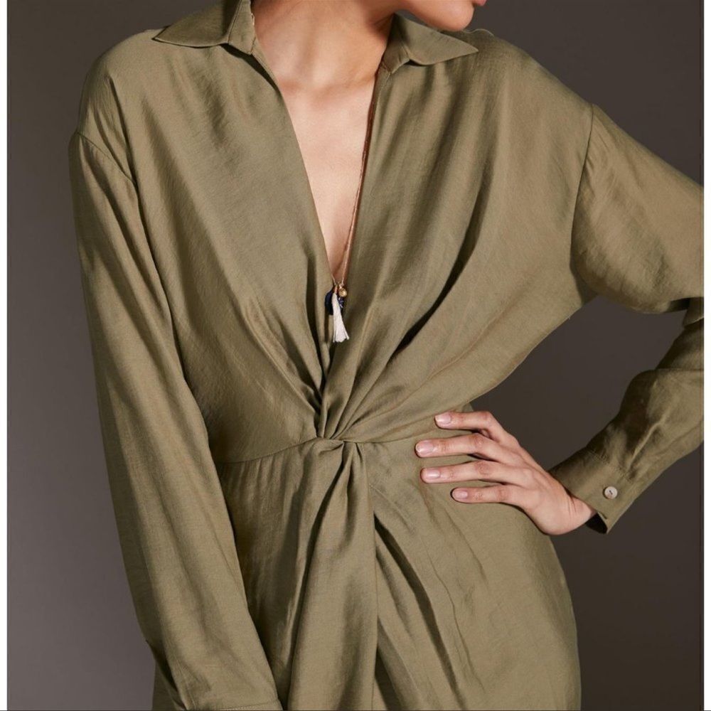 Anthropologie Graziella Twist-Waist Shirt Dress Size 4