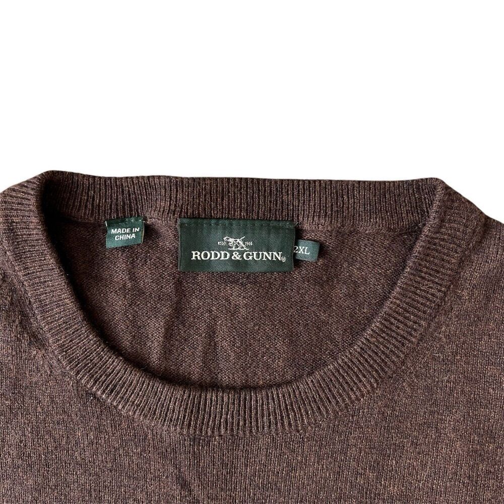 Rodd & Gunn Men's  Wool & Cashmere Crewneck Sweater in Chocolate Brown Size 2XL