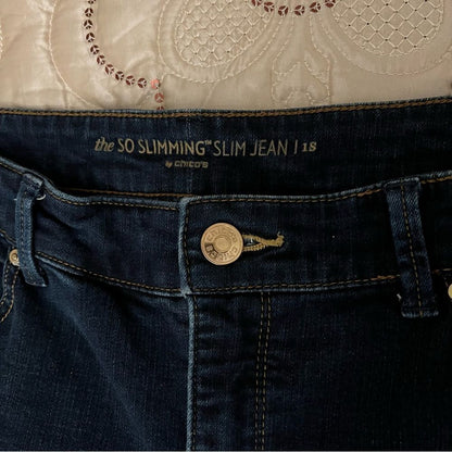 Chico’s So Slimming Dark Wash Slim Jeans 1S / 8 Short
