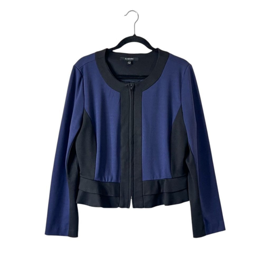 Sandro Studio Colorblock Zip Up Cardigan Blazer Size Large