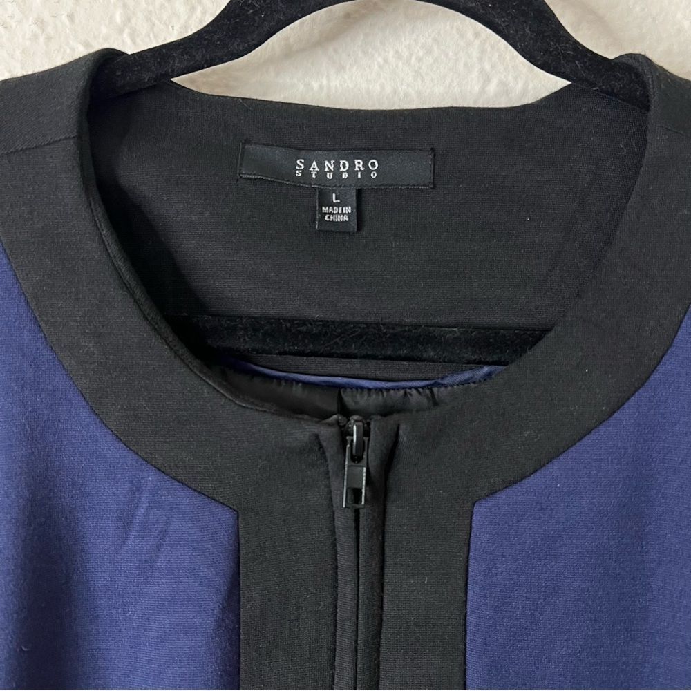 Sandro Studio Colorblock Zip Up Cardigan Blazer Size Large