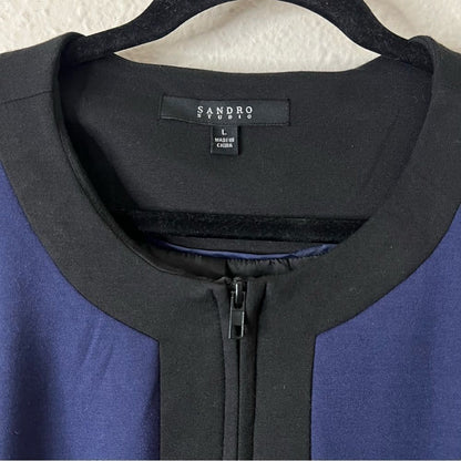 Sandro Studio Colorblock Zip Up Cardigan Blazer Size Large