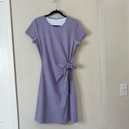 J. McLaughlin Elora Side Tie Dress Catalina Cloth Red Blue Stripe Size XL