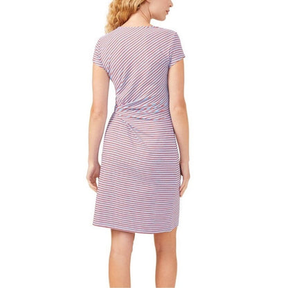 J. McLaughlin Elora Side Tie Dress Catalina Cloth Red Blue Stripe Size XL