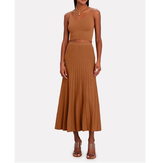 RONNY KOBO Laine Pleated Shimmer Knit Midi Maxi Skirt Size Small