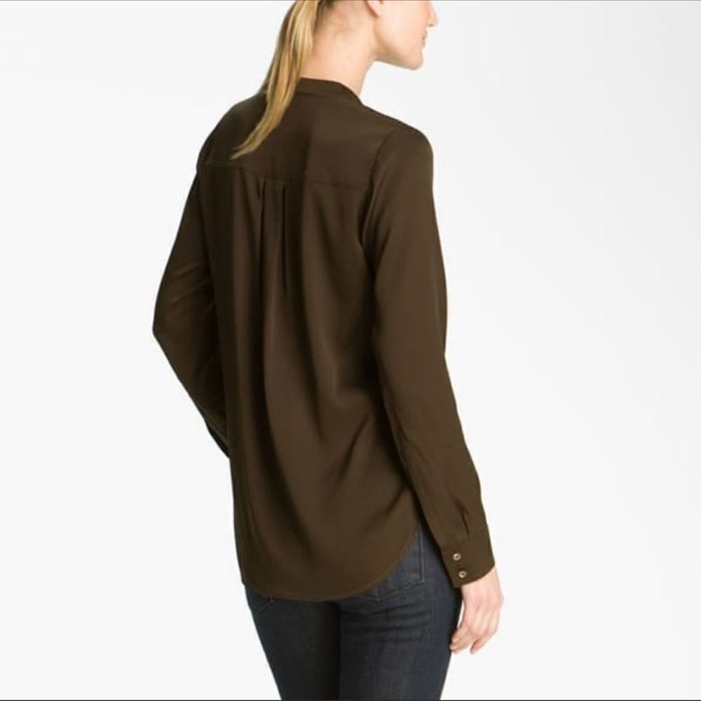 Vince Half Placket Silk Tunic Blouse Size 8