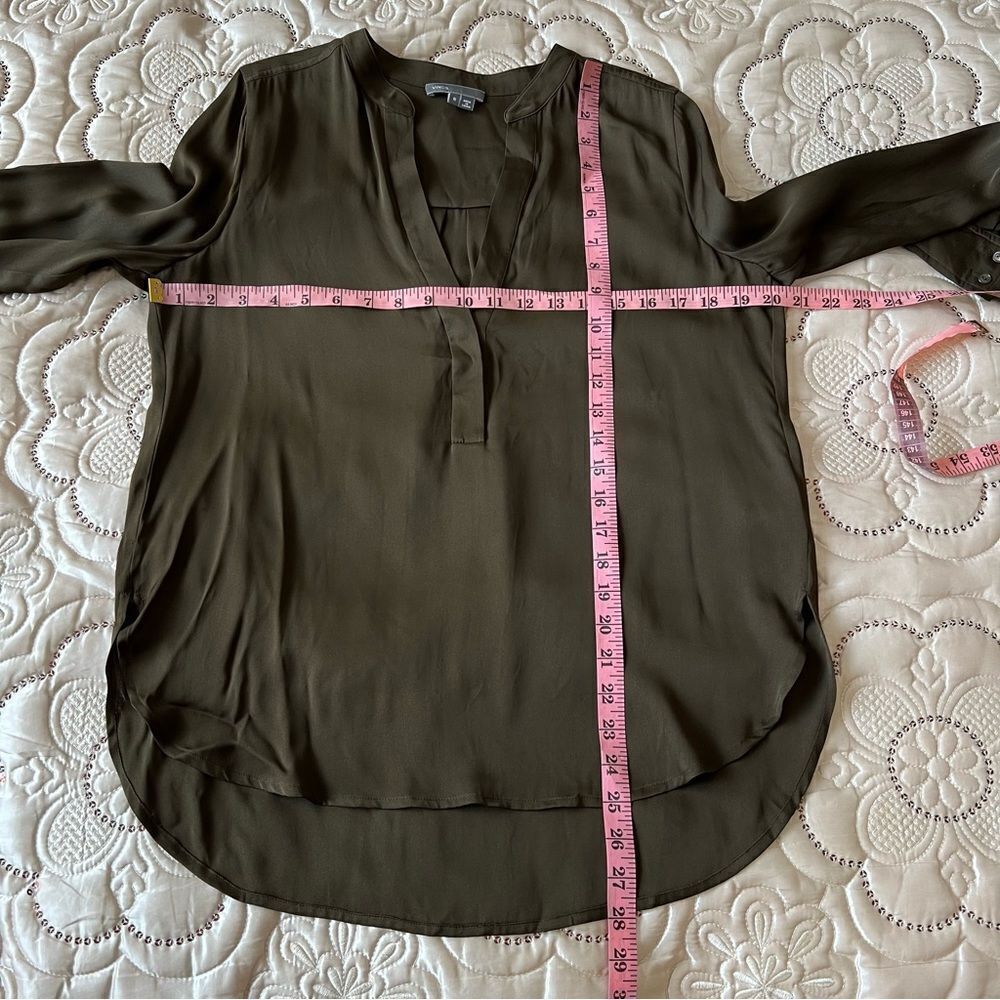 Vince Half Placket Silk Tunic Blouse Size 8
