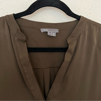 Vince Half Placket Silk Tunic Blouse Size 8