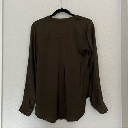 Vince Half Placket Silk Tunic Blouse Size 8