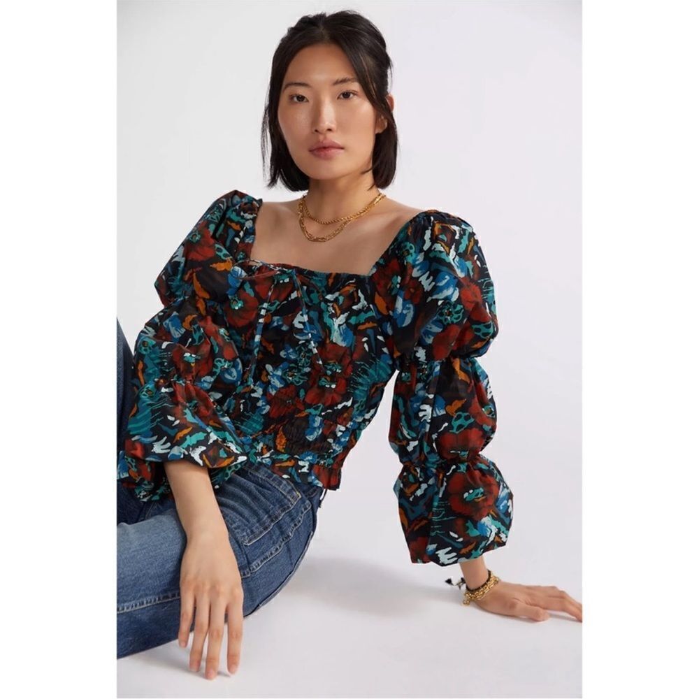 Anthropologie Porridge Tiered Poplin Blouse NEW Size Medium