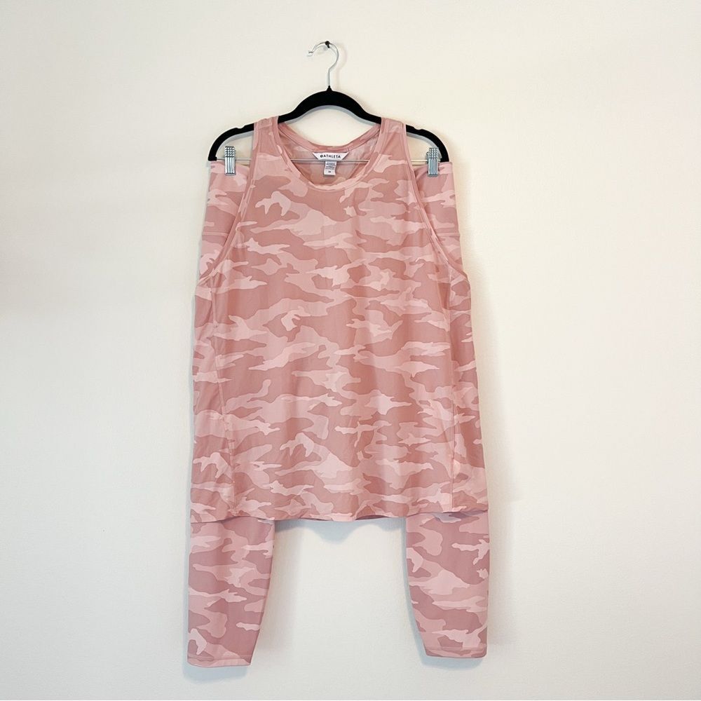 Athleta Elation Camo 7/8 Tight Leggings and Tank Top Set Plus Size 2X Pink