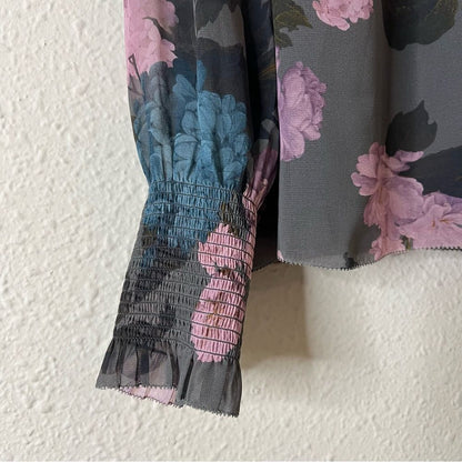 Wilfred Valencia Long Sleeve Floral Chiffon Blouse Size Small