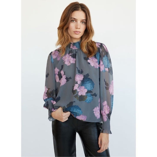 Wilfred Valencia Long Sleeve Floral Chiffon Blouse Size Small