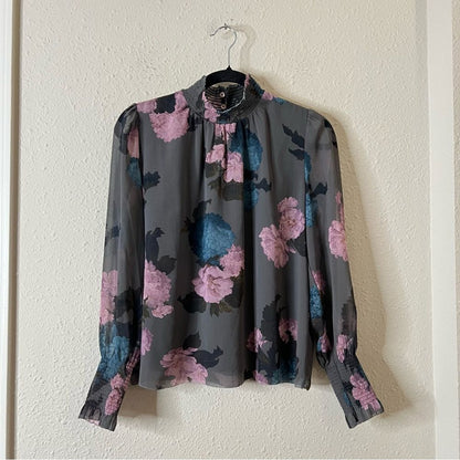 Wilfred Valencia Long Sleeve Floral Chiffon Blouse Size Small