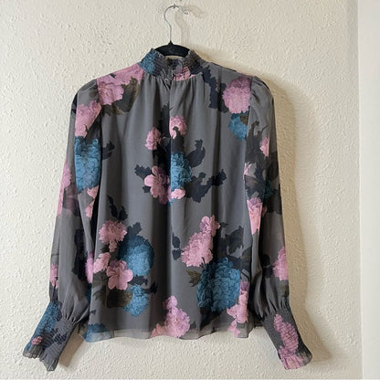 Wilfred Valencia Long Sleeve Floral Chiffon Blouse Size Small