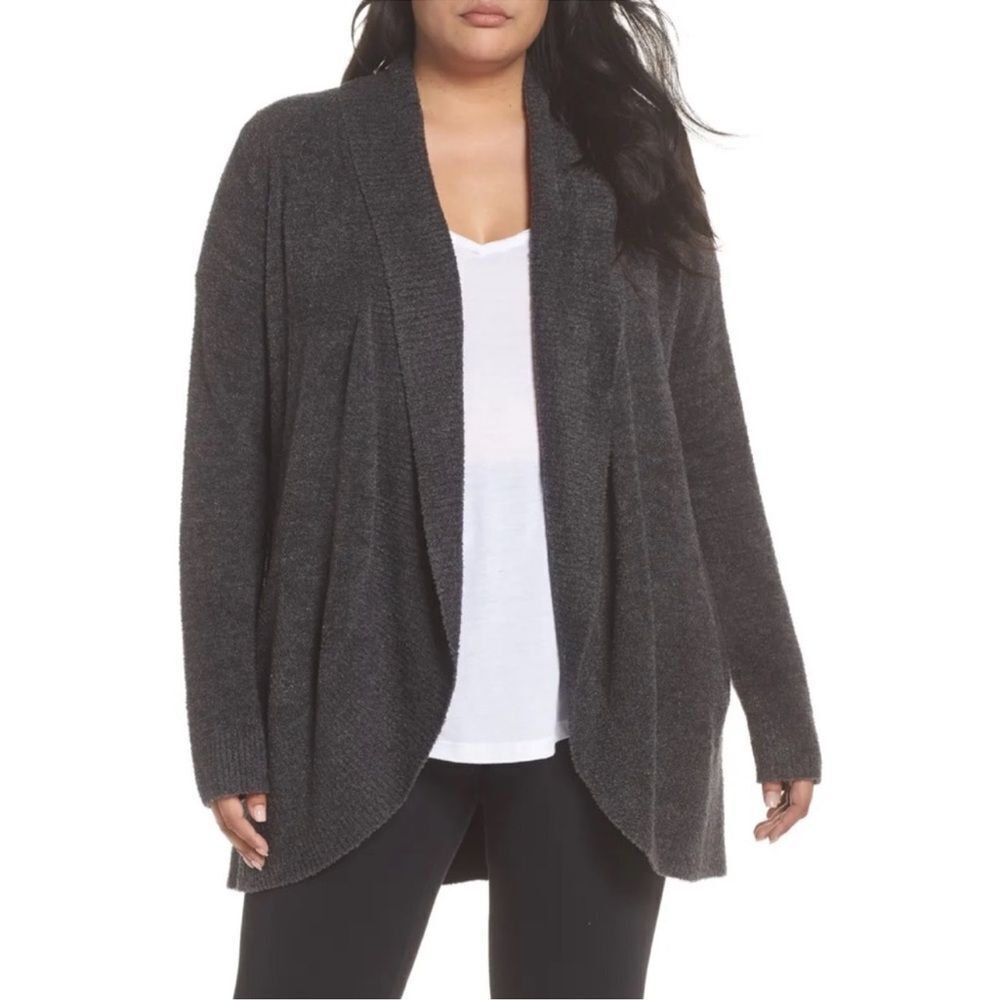 Barefoot Dreams Cozychic Lite Cardigan Pus Size 3X in Charcoal Gray STYLE 494