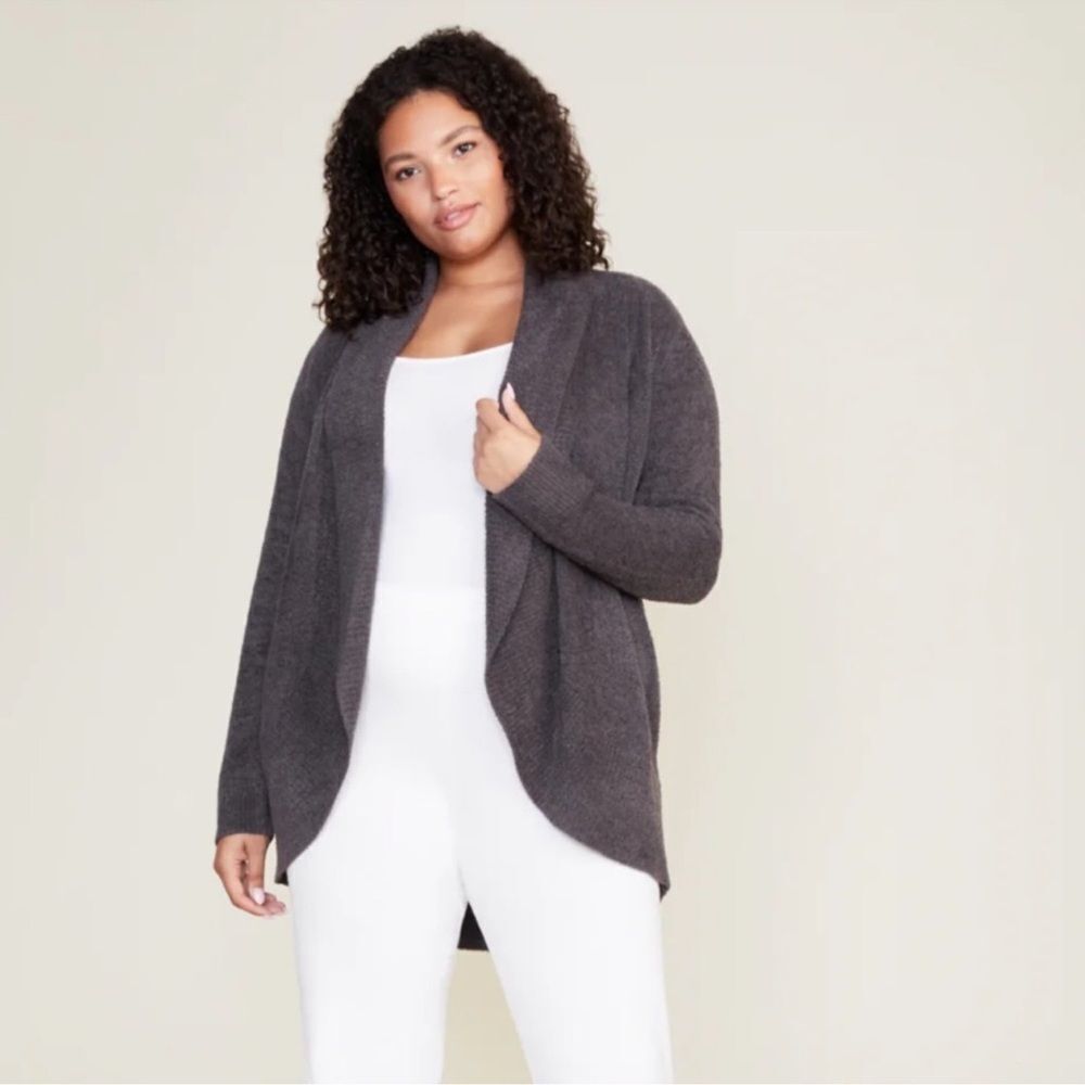 Barefoot Dreams Cozychic Lite Cardigan Pus Size 3X in Charcoal Gray STYLE 494