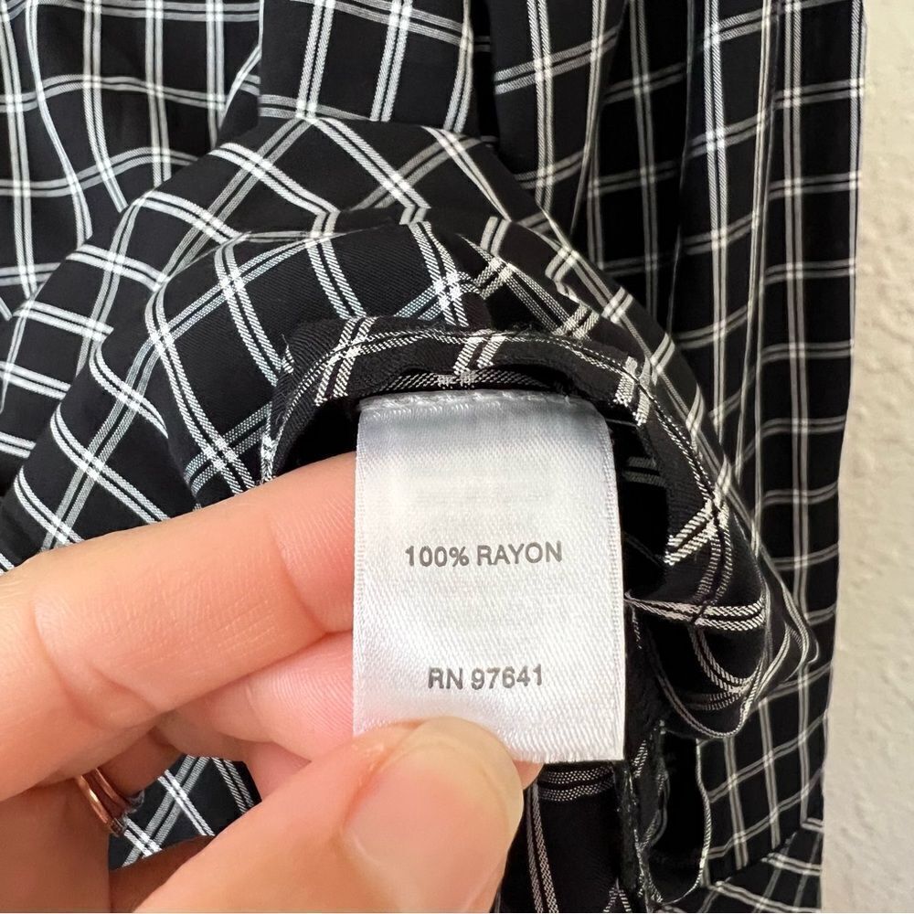 J. Jill Plaid Long Sleeve Tunic Blouse Longline Windowpane Button Back Small