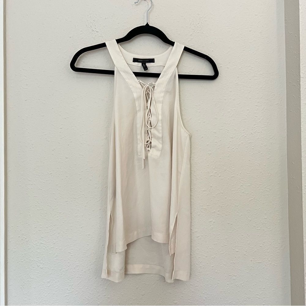 BCBGMaxazria Lace Up Tank Top Sleeveless Blouse Size XXS