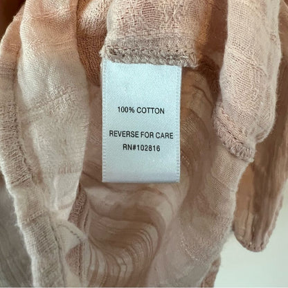 Garnet Hill V-Neck Button up Blouse in Pink Size 6 100% Cotton