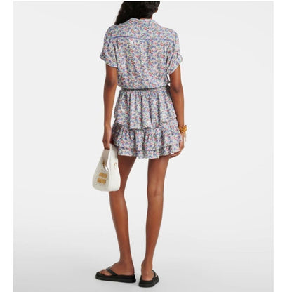 Poupette St Barth Branda Floral Tiered Shirt Mini Dress Size Medium