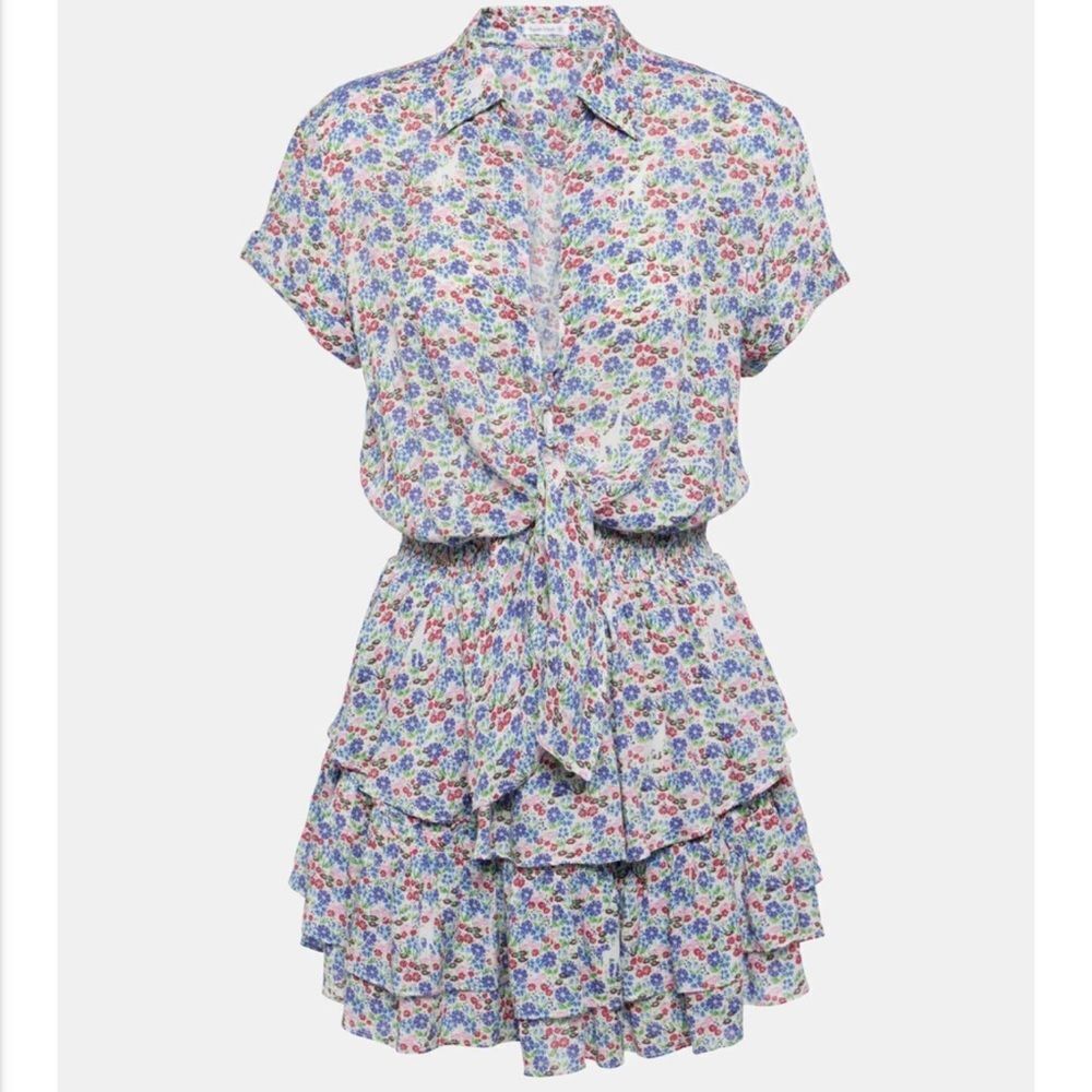 Poupette St Barth Branda Floral Tiered Shirt Mini Dress Size Medium