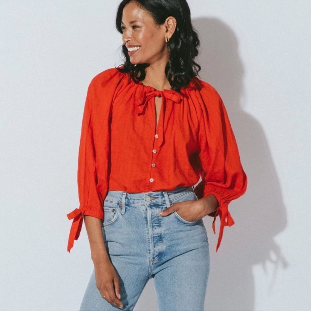 CLEOBELLA Rylan Blouse in Orange Size XS