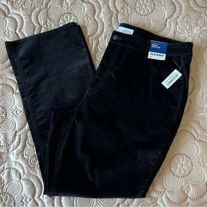 Old Navy Extra High-Waisted Velvet Kicker Boot-Cut Pants Black NEW Plus Size 22