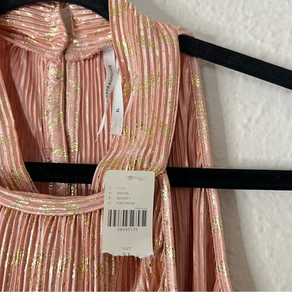 Anthropologie Vickie Pink Metallic Halter Top NEW Size XL