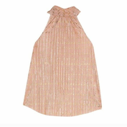 Anthropologie Vickie Pink Metallic Halter Top NEW Size XL