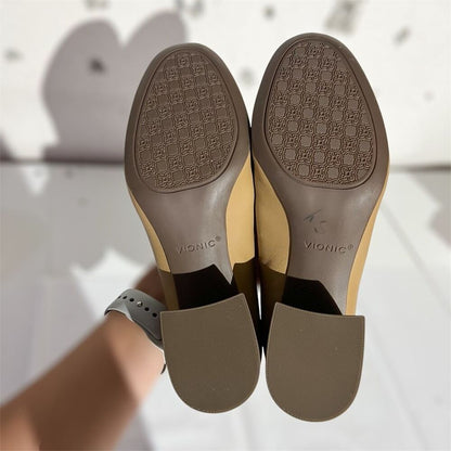 Vionic Carmel Pumps Round Toe Block Heels in Tan Size 7 Classic NWOT