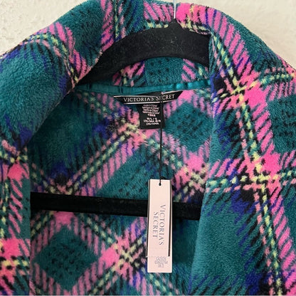 Victoria’s Secret Plaid Plush Velour Plaid Robe NEW Size M/L