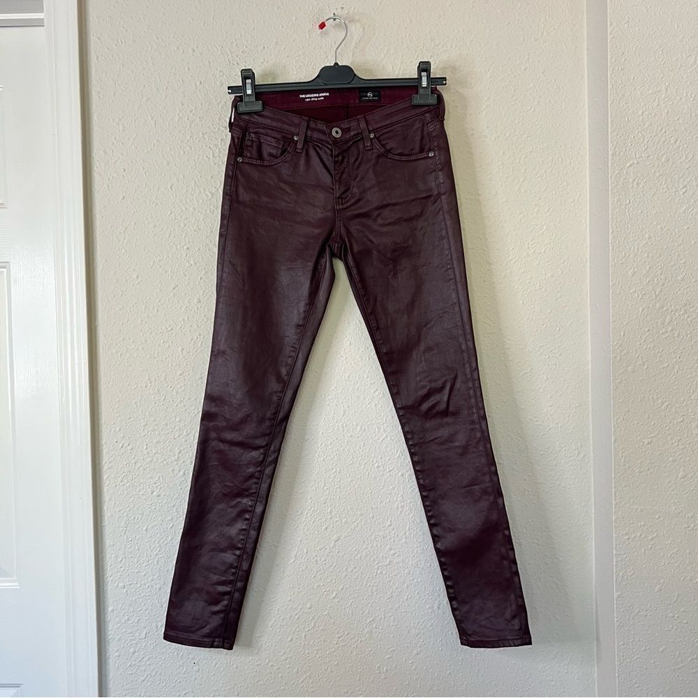 Adriano Goldschmied Burgundy Coated The Legging Ankle Skinny Pants Size 24R
