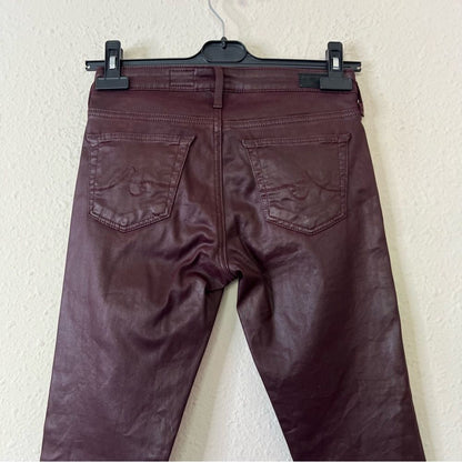 Adriano Goldschmied Burgundy Coated The Legging Ankle Skinny Pants Size 24R